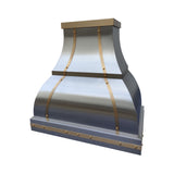 USA Bell Stainless Steel Range Hood with Brass Accents URHS-77-Custom Stainless Steel Range Hood > Luxury Kitchen Hood > High-End Metal Vent Hood-USA Range Hood