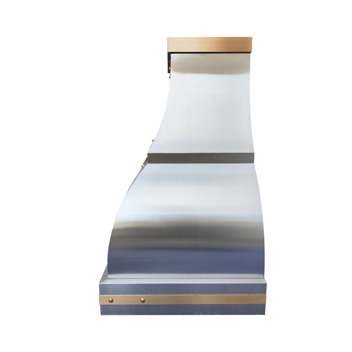 USA Bell Stainless Steel Range Hood with Brass Accents URHS-77-Custom Stainless Steel Range Hood > Luxury Kitchen Hood > High-End Metal Vent Hood-USA Range Hood