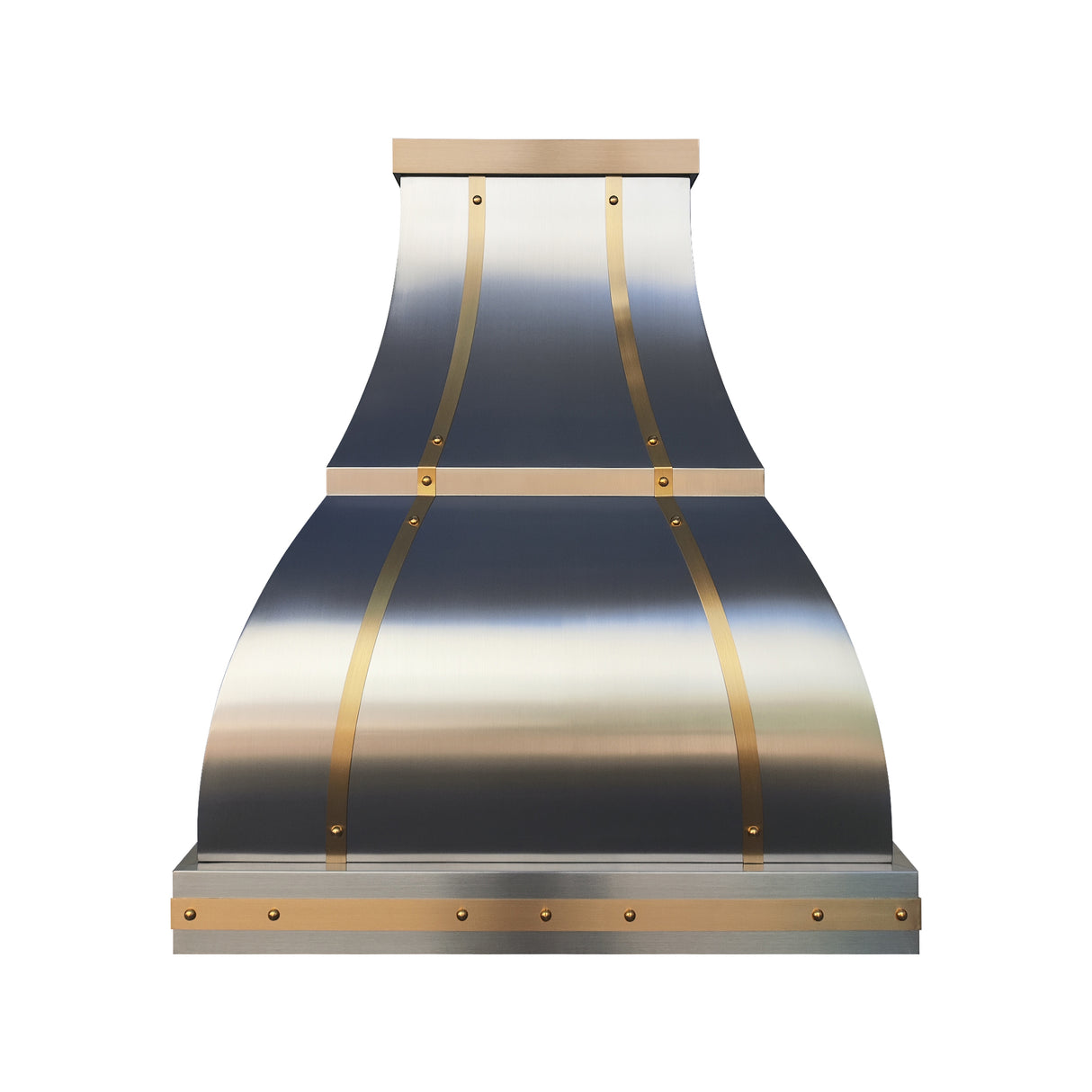 USA Bell Stainless Steel Range Hood with Brass Accents URHS-77-Custom Stainless Steel Range Hood > Luxury Kitchen Hood > High-End Metal Vent Hood-USA Range Hood