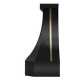 USA Black Artisan Stainless Steel Vent Hood with Brass Straps URHS-95-Custom Stainless Steel Range Hood > Luxury Kitchen Hood > High-End Metal Vent Hood-USA Range Hood