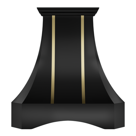 USA Black Artisan Stainless Steel Vent Hood with Brass Straps URHS-95-Custom Stainless Steel Range Hood > Luxury Kitchen Hood > High-End Metal Vent Hood-USA Range Hood