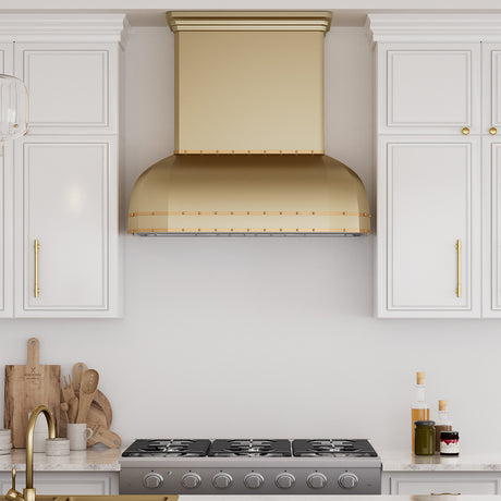 USA Boston Brass Kitchen Hoods with Luxury Bell Style URHB-37-Custom Brass Range Hood > Luxury Metal Hood > High-End Kitchen Vent Hood-USA Range Hood