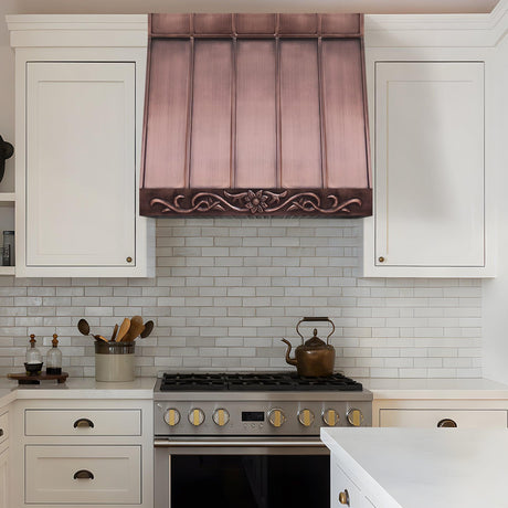 USA Boston Custom Copper Stove Hood with Decorative Apron URHC-40-Custom Copper Range Hood > Luxury Metal Hood > High-End Kitchen Vent Hood-USA Range Hood