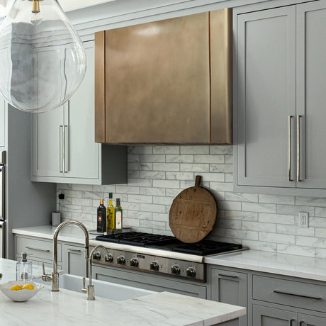 USA Box Custom Brass Range Hood with Non-direction Finish URHB-24-Custom Brass Range Hood > Luxury Metal Hood > High-End Kitchen Vent Hood-USA Range Hood