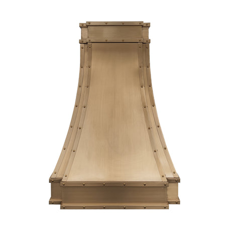 USA Brass Kitchen Range Hood with Parallel Curved Design URHB-47-Custom Brass Range Hood > Luxury Metal Hood > High-End Kitchen Vent Hood-USA Range Hood