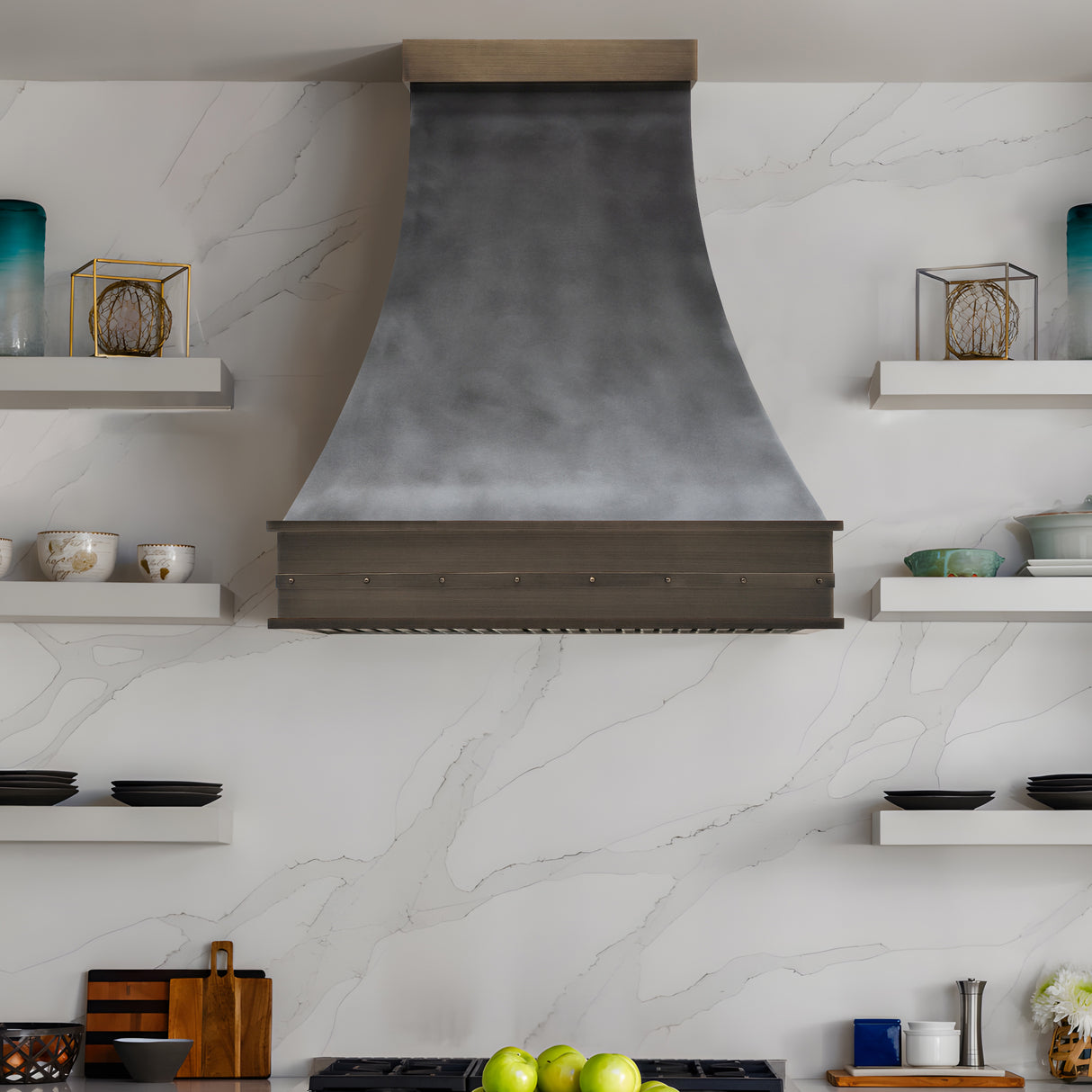 USA Brooklyn Modern Dark Zinc Range Hood URHZ-09-Custom Zinc Range Hood > Luxury Metal Hood > High-End Kitchen Vent Hood-USA Range Hood