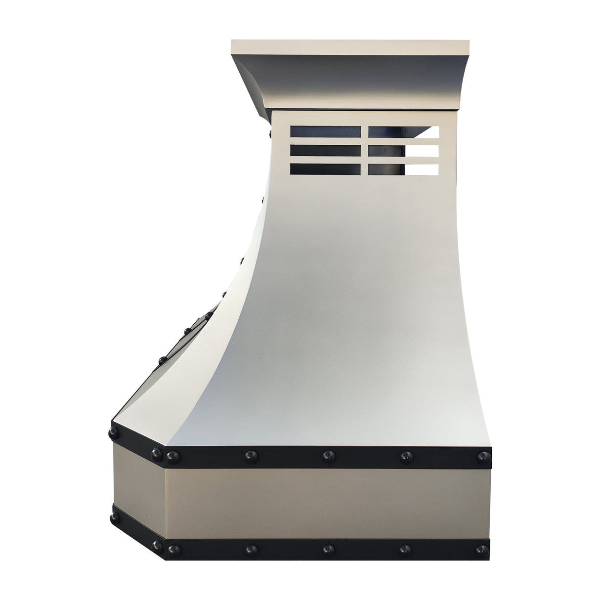 USA Brushed Stainless Steel Custom Range Hood with Black Accents URHS-82-Custom Stainless Steel Range Hood > Luxury Kitchen Hood > High-End Metal Vent Hood-USA Range Hood