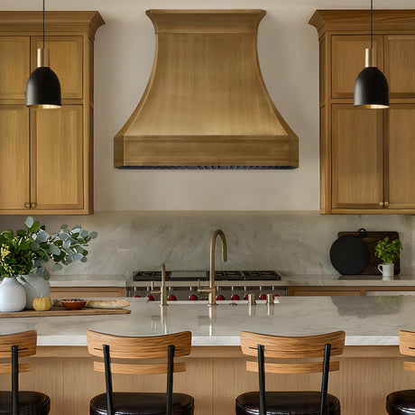 USA California Antique Brass Kitchen Hood URHB-45-Custom Brass Range Hood > Luxury Metal Hood > High-End Kitchen Vent Hood-USA Range Hood