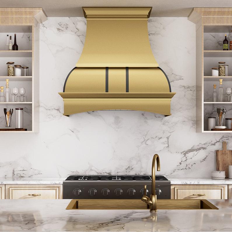 USA California Arched Brass Custom Range Hood URHB-08-Custom Brass Range Hood > Luxury Metal Hood > High-End Kitchen Vent Hood-USA Range Hood