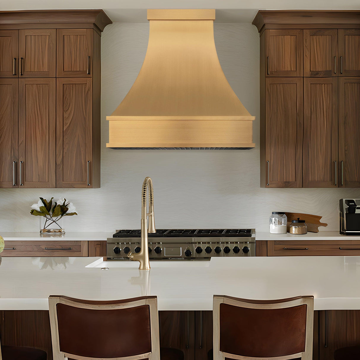 USA California Custom Brass Vent Hoods URHB-44-Custom Brass Range Hood > Luxury Metal Hood > High-End Kitchen Vent Hood-USA Range Hood
