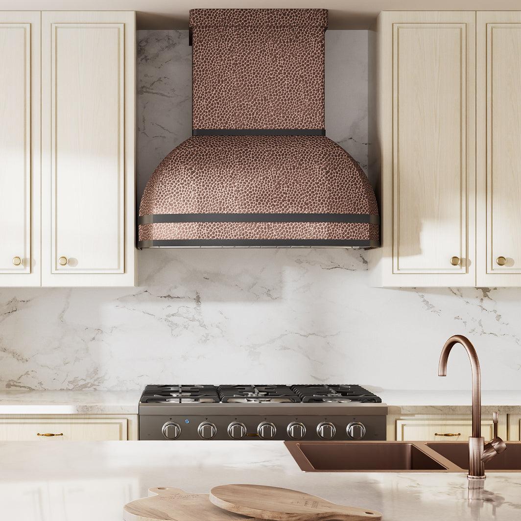 USA California Custom Copper Kitchen Range Hood with Dark Trims URHC-15-Custom Copper Range Hood > Luxury Metal Hood > High-End Kitchen Vent Hood-USA Range Hood
