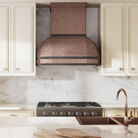 USA California Custom Copper Kitchen Range Hood with Dark Trims URHC-15-Custom Copper Range Hood > Luxury Metal Hood > High-End Kitchen Vent Hood-USA Range Hood