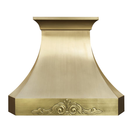 USA California Luxury Brass Range Hood with Decorative Pattern URHB-35-Custom Brass Range Hood > Luxury Metal Hood > High-End Kitchen Vent Hood-USA Range Hood