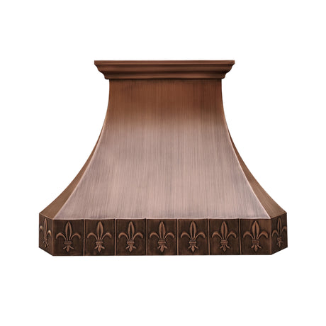 USA Classic Antique Copper Range Hood with Artisan Pattern URHC-32-Custom Copper Range Hood > Luxury Metal Hood > High-End Kitchen Vent Hood-USA Range Hood