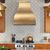 USA Classic Brass Kitchen Range Hood with Smooth Bell Design URHB-25-Custom Brass Range Hood > Luxury Metal Hood > High-End Kitchen Vent Hood-USA Range Hood