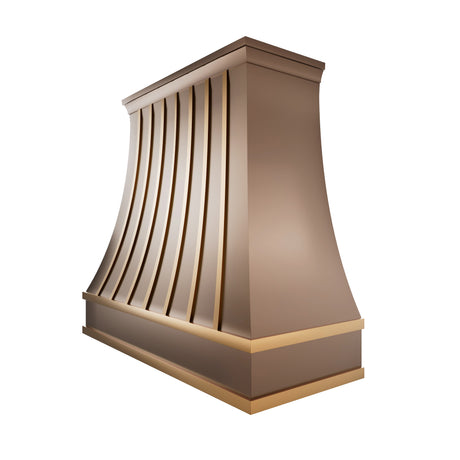 USA Classic Copper Kitchen Exhaust Hoods with Brass Accents URHC-18-Custom Copper Range Hood > Luxury Metal Hood > High-End Kitchen Vent Hood-USA Range Hood