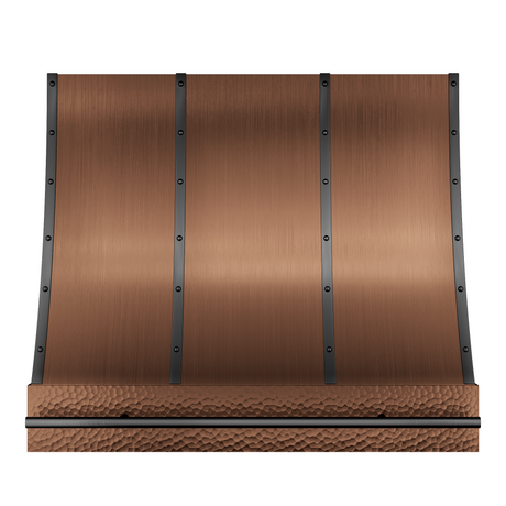 USA Colorado Custom Copper Kitchen Hood Featuring Soft Hammered Apron URHC-46-Custom Copper Range Hood > Luxury Metal Hood > High-End Kitchen Vent Hood-USA Range Hood