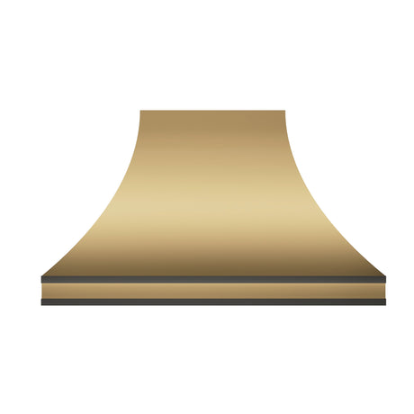 USA Curved Brass Kitchen Vent Hood with Sleek Design URHB-09-Custom Brass Range Hood > Luxury Metal Hood > High-End Kitchen Vent Hood-USA Range Hood