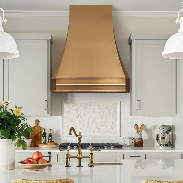 USA Curved Custom Brass Range Hood URHB-03-Custom Brass Range Hood > Luxury Metal Hood > High-End Kitchen Vent Hood-USA Range Hood