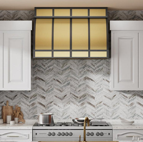 USA Custom Brass Kitchen Hood with Barrel Shape URHB-13-Custom Brass Range Hood > Luxury Metal Hood > High-End Kitchen Vent Hood-USA Range Hood