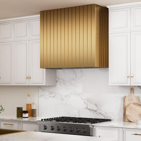 USA Custom Brass Modern Range Hood with Box Shape URHB-17-Custom Brass Range Hood > Luxury Metal Hood > High-End Kitchen Vent Hood-USA Range Hood