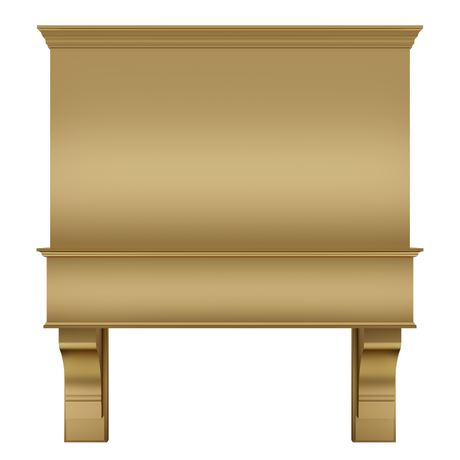 USA Custom Brass Range Hood with Artisan Shelf URHB-32-Custom Brass Range Hood > Luxury Metal Hood > High-End Kitchen Vent Hood-USA Range Hood