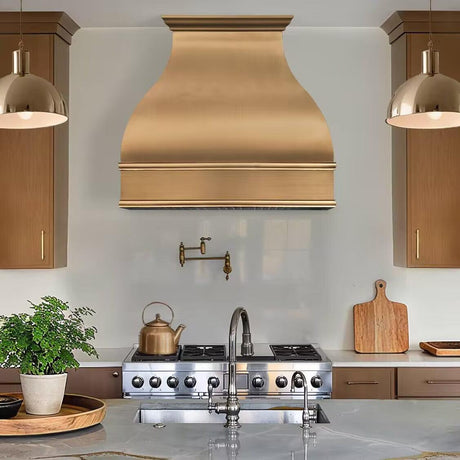 USA Custom Classic Brass Range Hoods with Bell Shape URHB-40-Custom Brass Range Hood > Luxury Metal Hood > High-End Kitchen Vent Hood-USA Range Hood