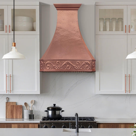 USA Custom Classic Copper Range Hood with Artisan Apron URHC-26-Custom Copper Range Hood > Luxury Metal Hood > High-End Kitchen Vent Hood-USA Range Hood