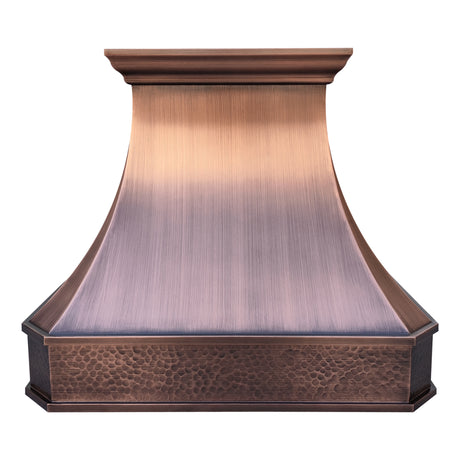 USA Custom Copper Kitchen Range Hood with Soft Hammered Apron URHC-35-Custom Copper Range Hood > Luxury Metal Hood > High-End Kitchen Vent Hood-USA Range Hood