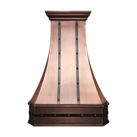 USA Custom Handmade Copper Range Hood with Decorating Straps URHC-36-Custom Copper Range Hood > Luxury Metal Hood > High-End Kitchen Vent Hood-USA Range Hood