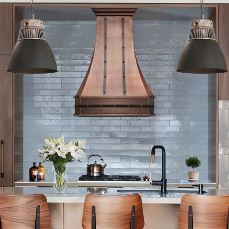 USA Custom Handmade Copper Range Hood with Decorating Straps URHC-36-Custom Copper Range Hood > Luxury Metal Hood > High-End Kitchen Vent Hood-USA Range Hood