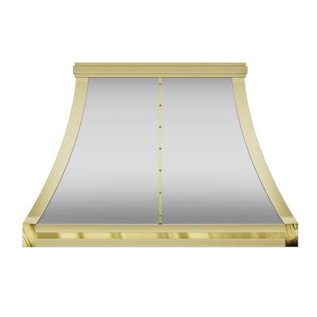 USA Custom Luxury Stainless Steel Range Hood with Brass Trims URHS-01-Custom Stainless Steel Range Hood > Luxury Kitchen Hood > High-End Metal Vent Hood-USA Range Hood