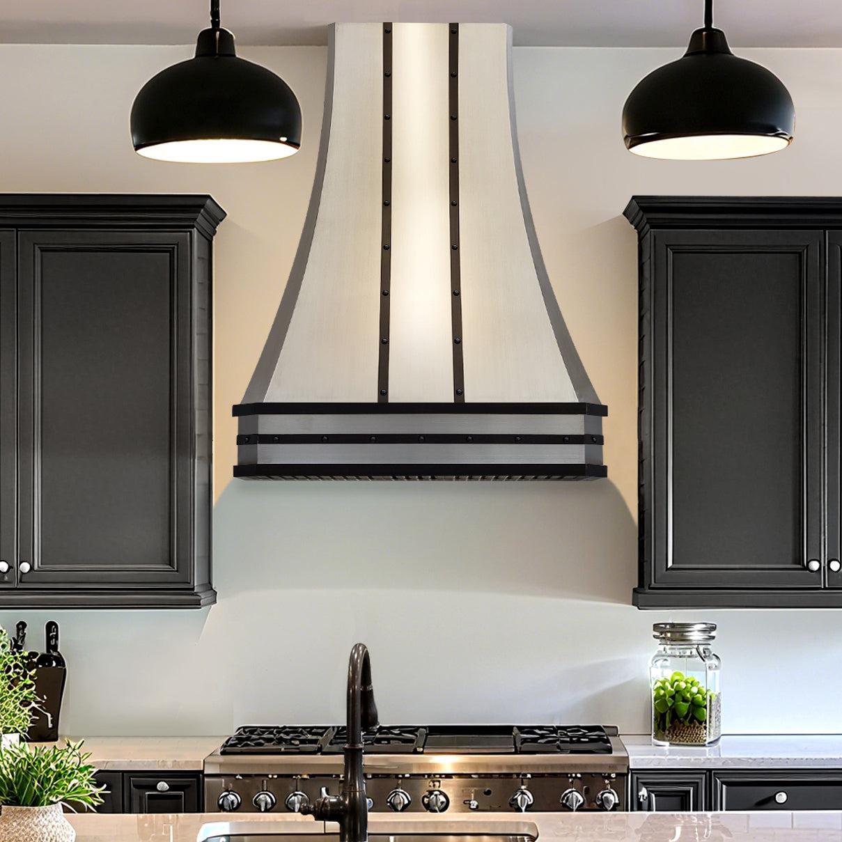 USA Custom Metal Kitchen Hood Stainless Steel Finish URHS-48-Custom Stainless Steel Range Hood > Luxury Kitchen Hood > High-End Metal Vent Hood-USA Range Hood
