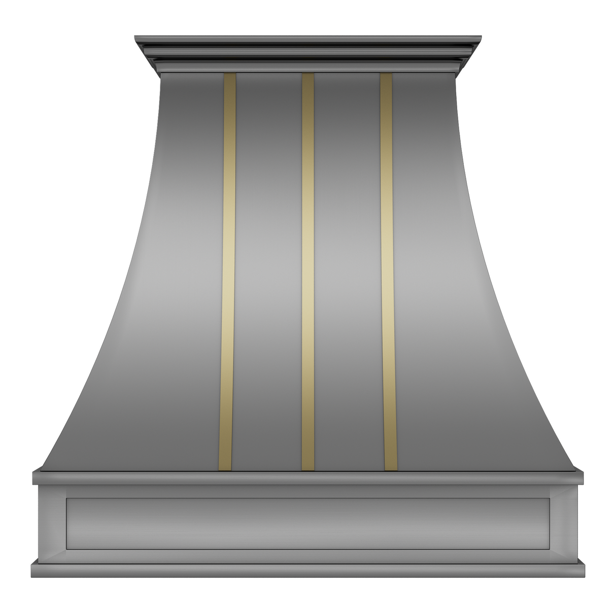 USA Custom Stainless Steel Curved Range Hood with Brass Accents URHS-63-Custom Stainless Steel Range Hood > Luxury Kitchen Hood > High-End Metal Vent Hood-USA Range Hood