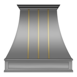 USA Custom Stainless Steel Curved Range Hood with Brass Accents URHS-63-Custom Stainless Steel Range Hood > Luxury Kitchen Hood > High-End Metal Vent Hood-USA Range Hood
