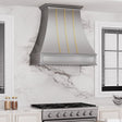 USA Custom Stainless Steel Curved Range Hood with Brass Accents URHS-63-Custom Stainless Steel Range Hood > Luxury Kitchen Hood > High-End Metal Vent Hood-USA Range Hood