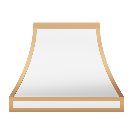 USA Custom White Stainless Steel Kitchen Hood with Brass Trims URHS-49-Custom Stainless Steel Range Hood > Luxury Kitchen Hood > High-End Metal Vent Hood-USA Range Hood