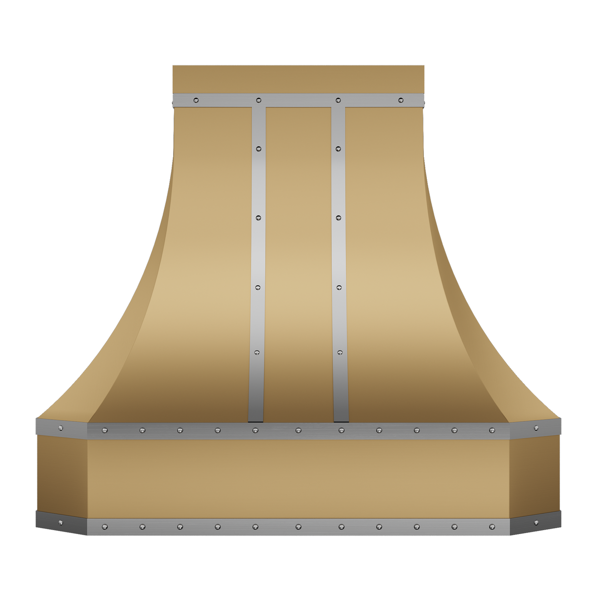 USA Decorative Custom Brass Range Hood with Stainless Steel Straps URHB-20-Custom Brass Range Hood > Luxury Metal Hood > High-End Kitchen Vent Hood-USA Range Hood