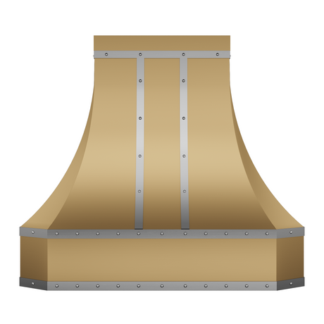 USA Decorative Custom Brass Range Hood with Stainless Steel Straps URHB-20-Custom Brass Range Hood > Luxury Metal Hood > High-End Kitchen Vent Hood-USA Range Hood