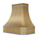 USA Decorative Custom Brass Range Hood with Stainless Steel Straps URHB-20-Custom Brass Range Hood > Luxury Metal Hood > High-End Kitchen Vent Hood-USA Range Hood