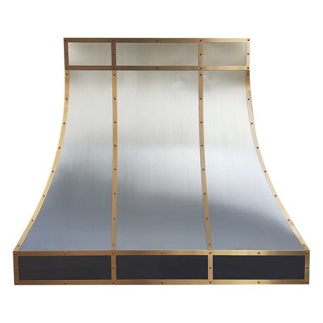 USA Designed Stainless Steel Custom Range Hood with Wrapped Brass Strap URHS-83-Custom Stainless Steel Range Hood > Luxury Kitchen Hood > High-End Metal Vent Hood-USA Range Hood