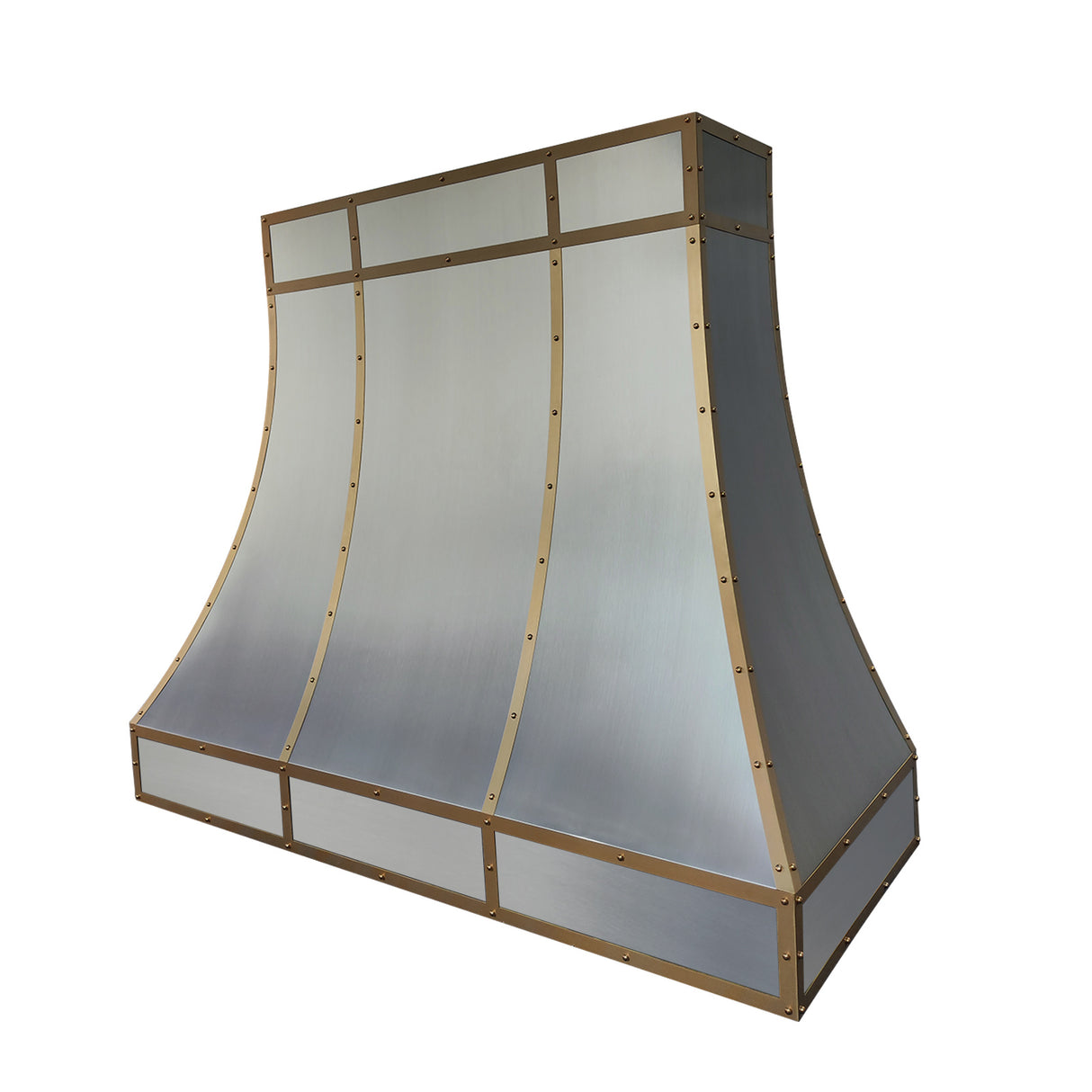 USA Designed Stainless Steel Custom Range Hood with Wrapped Brass Strap URHS-83-Custom Stainless Steel Range Hood > Luxury Kitchen Hood > High-End Metal Vent Hood-USA Range Hood