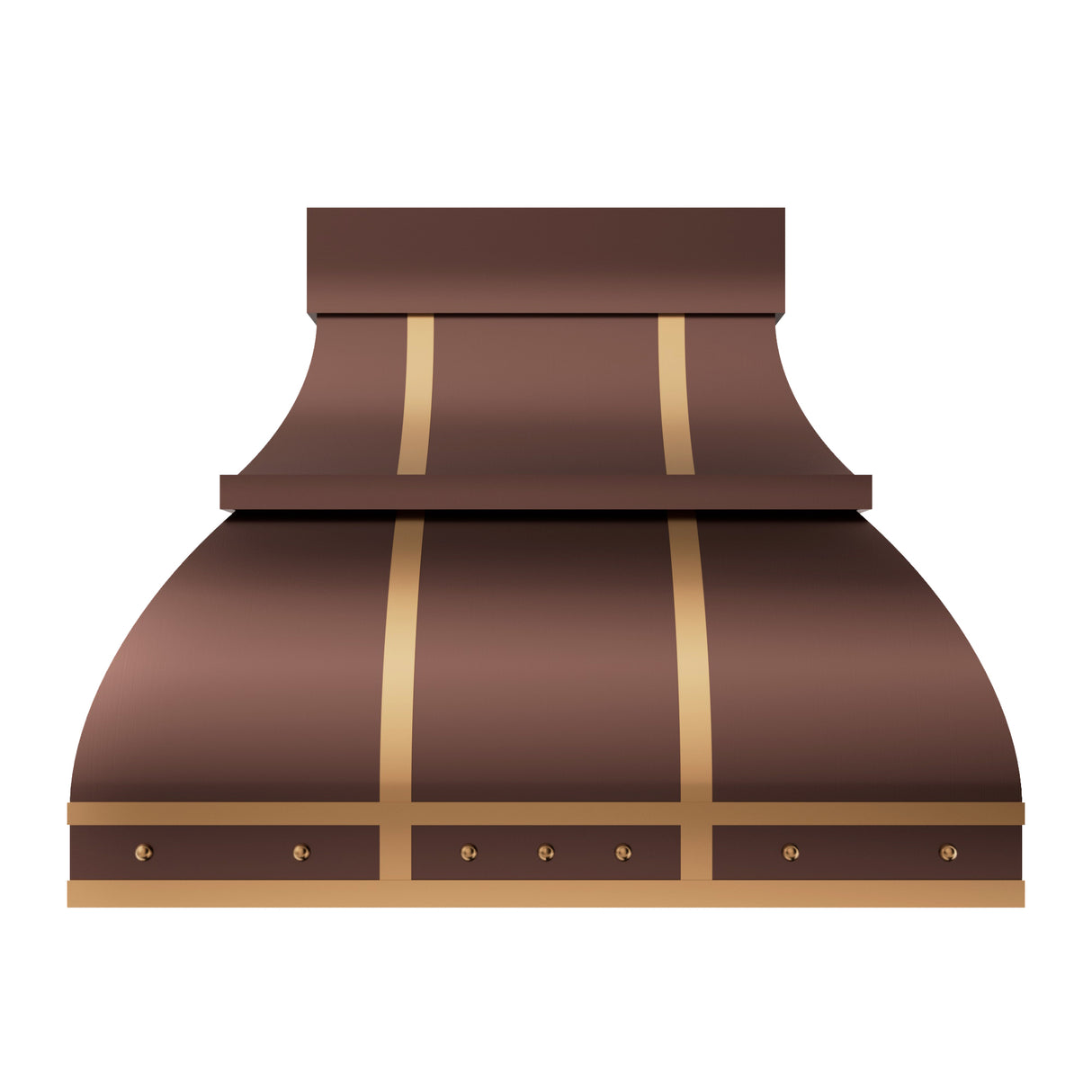 USA Designer Copper Vent Hood with Brass Straps URHC-20-Custom Copper Range Hood > Luxury Metal Hood > High-End Kitchen Vent Hood-USA Range Hood