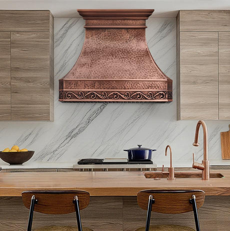 USA Elegant Antique Custom Copper Stove Vent Hoods URHC-33-Custom Copper Range Hood > Luxury Metal Hood > High-End Kitchen Vent Hood-USA Range Hood