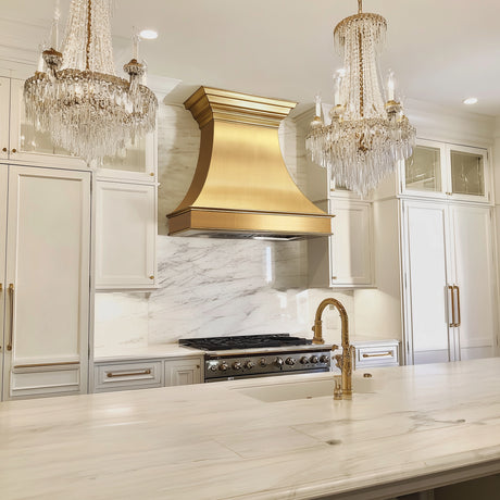 USA Florida Brass Kitchen Vent Hood with Premium Style URHB-31-Custom Brass Range Hood > Luxury Metal Hood > High-End Kitchen Vent Hood-USA Range Hood
