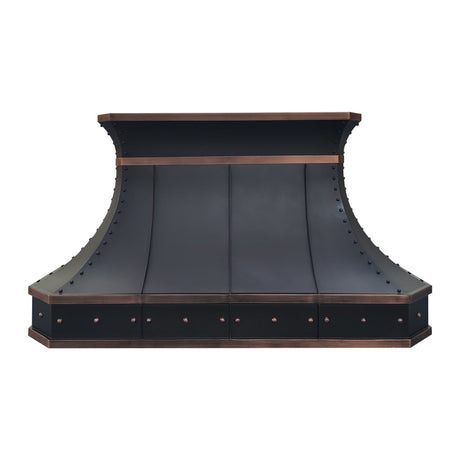 USA Industrial Copper Kitchen Vent Hood with Curved Design URHC-23-Custom Copper Range Hood > Luxury Metal Hood > High-End Kitchen Vent Hood-USA Range Hood