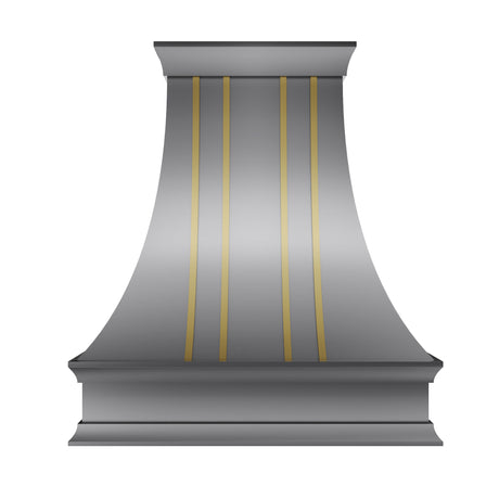 USA Industrial Custom Metal Range Hood with Brass Accent URHS-25-Custom Stainless Steel Range Hood > Luxury Kitchen Hood > High-End Metal Vent Hood-USA Range Hood