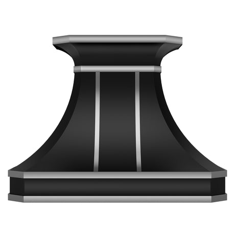USA Luxury Black Stainless Steel Range Hood with Metal Trim URHS-76-Custom Stainless Steel Range Hood > Luxury Kitchen Hood > High-End Metal Vent Hood-USA Range Hood