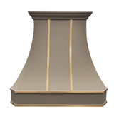 USA Luxury Custom Stainless Steel Range Hood with Handcrafted Brass Accents URHS-80-Custom Stainless Steel Range Hood > Luxury Kitchen Hood > High-End Metal Vent Hood-USA Range Hood