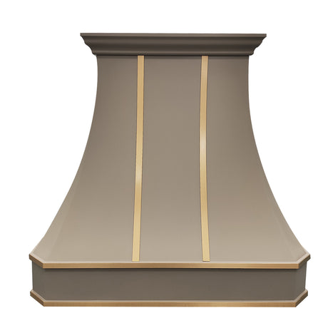 USA Luxury Custom Stainless Steel Range Hood with Handcrafted Brass Accents URHS-80-Custom Stainless Steel Range Hood > Luxury Kitchen Hood > High-End Metal Vent Hood-USA Range Hood
